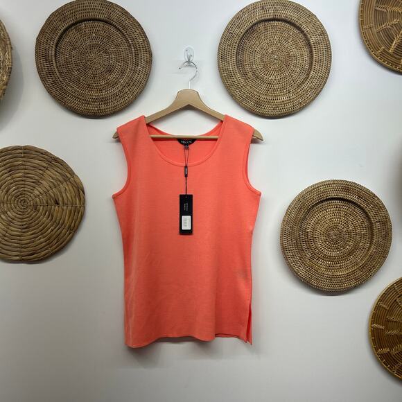 Misook Tops - NEW $188 Misook Peach Knit Tank Top Small Minimalist Casual Layering Side Slits
